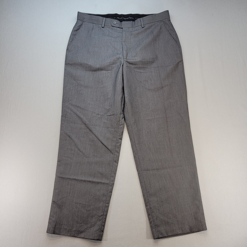 Kenneth Roberts Dress Pants Mens 36x30 Gray Platinum Flat Front Straight Leg